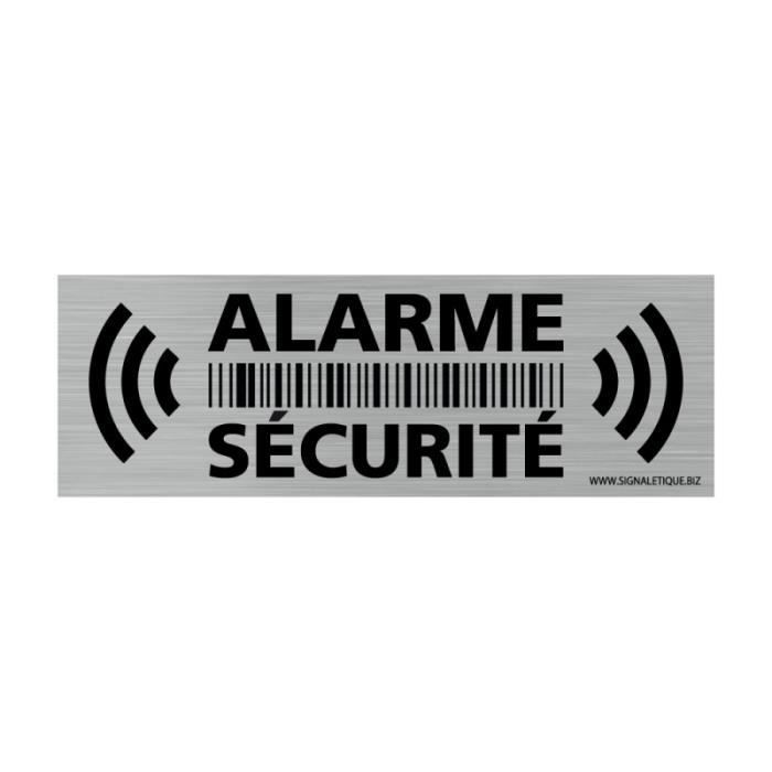 Autocollant Alarme Maison Alarme Sécurité, lot de 14 autocollants dissuasifs, Adhésif alarme maison aspect alu brossé