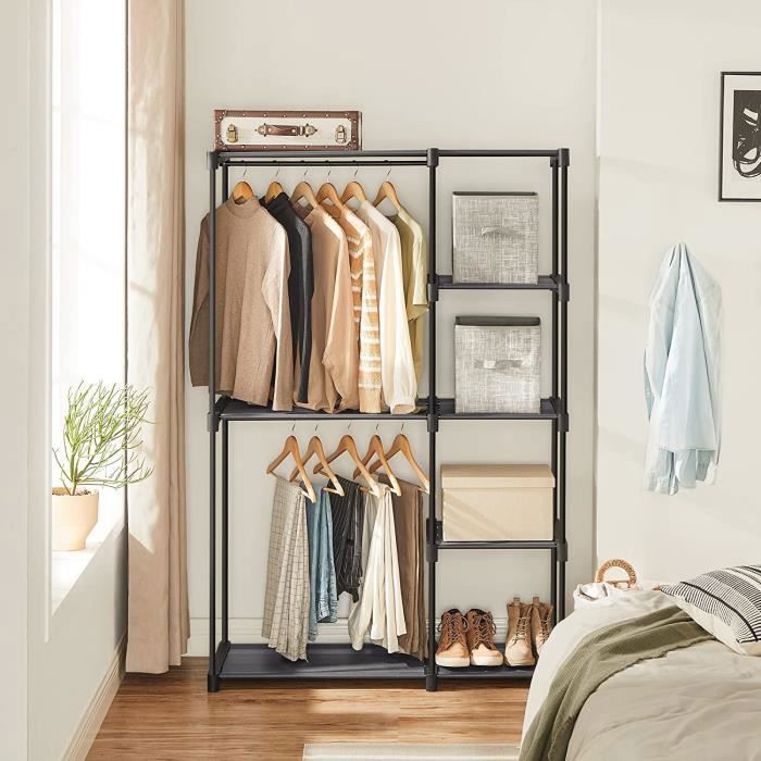 SONGMICS Armoire de Rangement Penderie Pliable Dressing Armoire Métallique pour Vestiaire 112 x 43 x 165 cm Gris RYG024G02 SONGMICS Armoire de Rangement Penderie Pliable Dressing Armoire Métallique pour Vestiaire 112 x 43 x 165 cm Gris RYG024G02