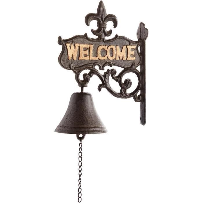 Sonnette d'entrée en fonte « Welcome » - Sonnette antique pour ...