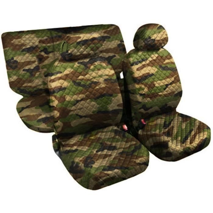 Housses Siège Auto Noir/camouflage - Coton Avec Zip Airbag