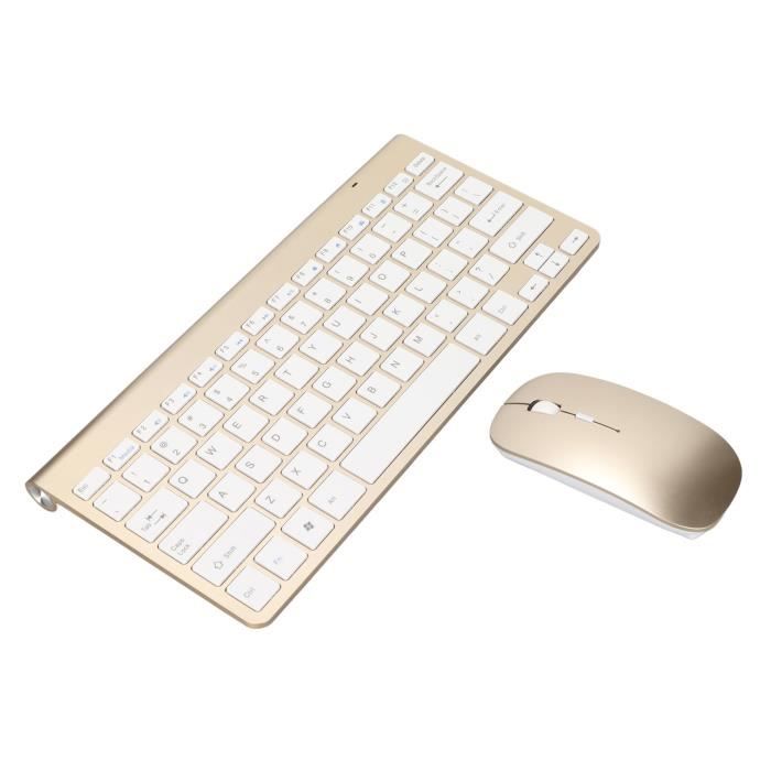 Ensemble Clavier Souris – TBEST – Clavier Sans Fil 78 Touches – Ergonomique – Or Rose – USB