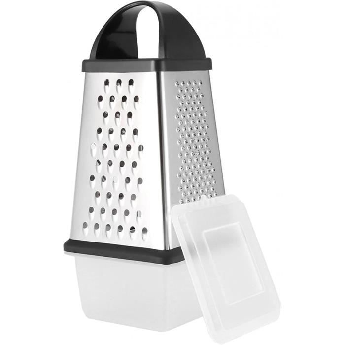 KOMUNJ Râpe à Fromage Professionnelle Avec Récipient - Double Face Acier Inoxydable
