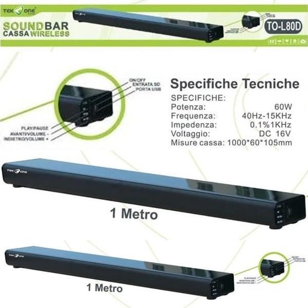 Trade Shop - BARRE DE SON SUBWOOFER ENCEINTE HOME CINEMA TV SURROUND SYSTEM 5.1 60W USB TF -
