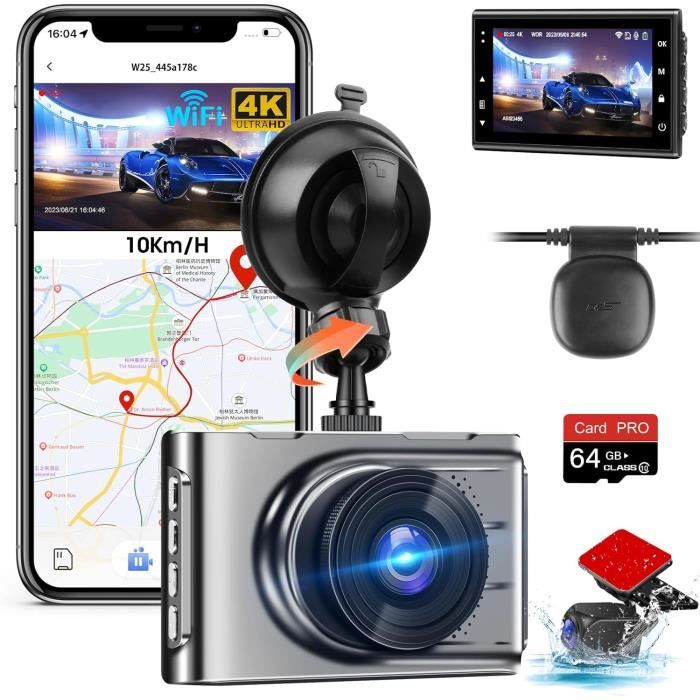 Dashcam Voiture 2K Avec WiFi - Caméra Embarquée 1440P, Écran 1.47", Carte 64 Go Incluse, Vision Nocturne - 3