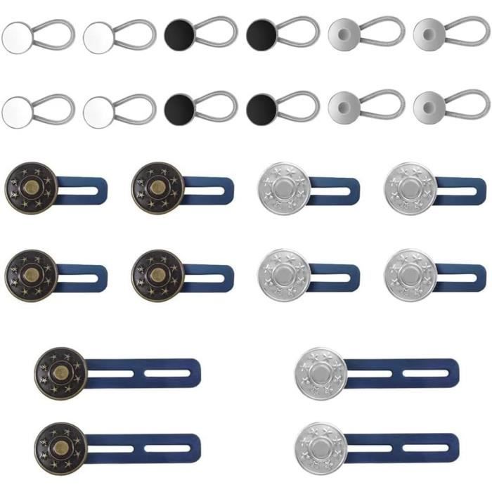Lot De 20 Boutons De Serrage Pour Pantalon - Rallonge De Taille Réglable Sans Clou | Pour Jeans, Jupes, Shorts