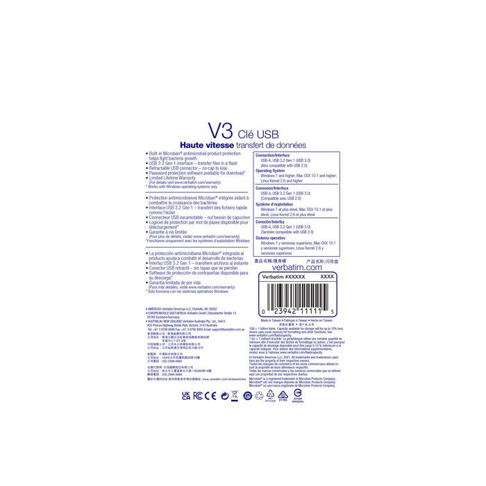 VERBATIM Clé USB Store 'n' Go V3 - 256 Go - USB 3.0
