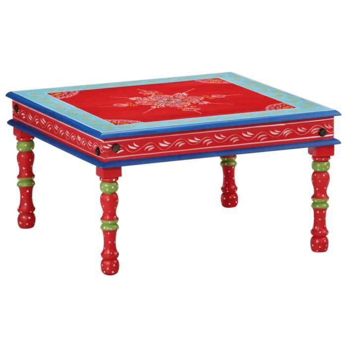 vidaXL Table basse rouge bois de manguier massif peint à la main 353766