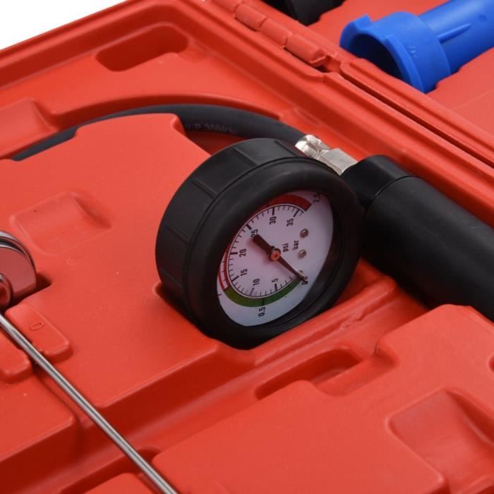 Testeur De Pression De Refroidissement VidaXL - Kit 18 Pièces Avec Manomètre, Bouchons Adaptateurs - Pour Voiture