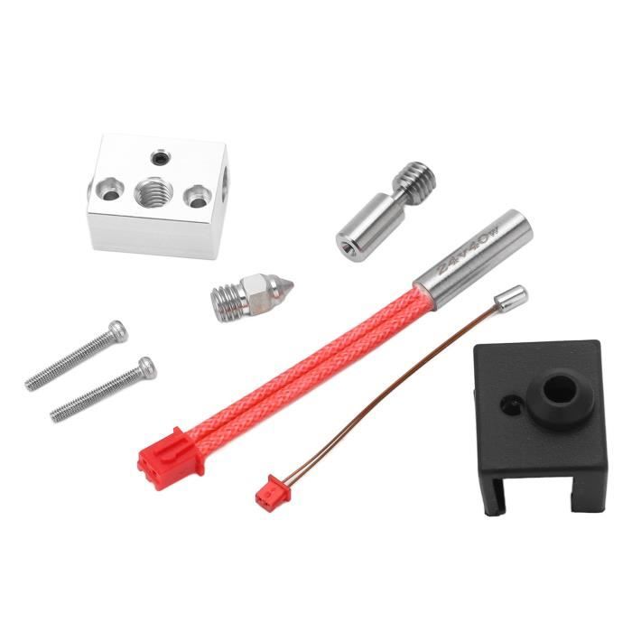 Bloc Chauffant Tête Impression 3D EMagTech - 24V 40W, Buse Laiton 0.4mm, Compatible Ender-3-V3SE, Titane, Dissipateur
