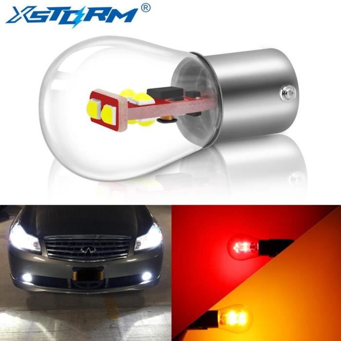 2 Ampoules LED Clignotantes Jaunes 1156 BA15S - 17 LEDs 5630, 450LM, 10-30V - Pour Clignotants Avant/arrière Voiture