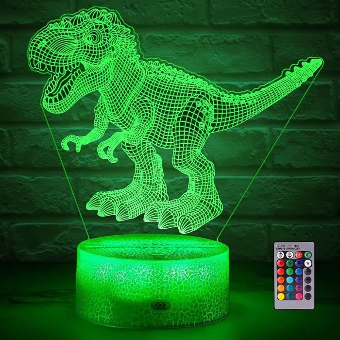 Veilleuse Dinosaures 3D Lampe - 7 couleurs - Dimmable LED Veilleuse pour Chambre - Cadeaux dAnniversaire Enfant