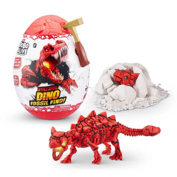 Jeu de fouille ZURU ROBO ALIVE Volcano Fossil Find S2 Fossiles de dinosaures Sons et lumières Roche et sable