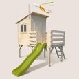 Maisonnette avec toboggan en bois sur pilotis pour enfants - Portland-1