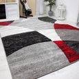 Tapis Pour Le Salon Gris Blanc Noir Et Rouge 80x250 Cm