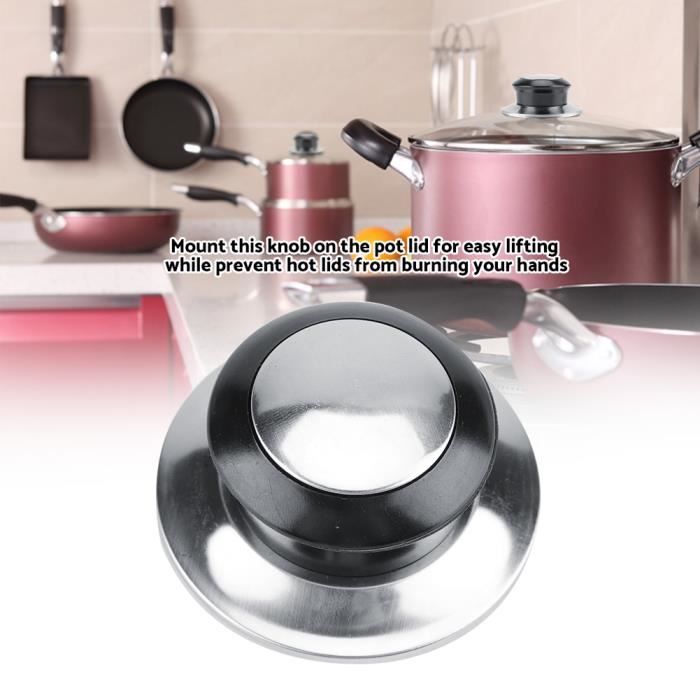 BK bouton de couvercle de casserole noir mat - 2 pièces - universel avec  vis - bouton