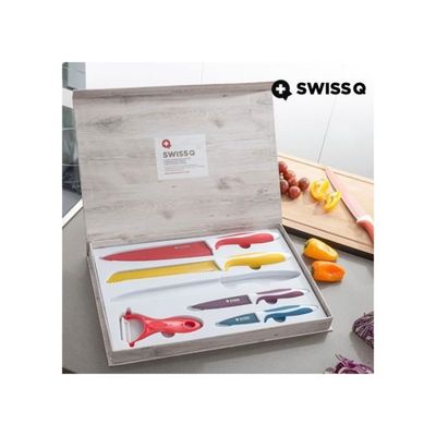 Coffret De Couteaux En Céramique Royal Swiss - Manches Bois - Marron