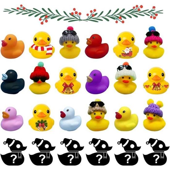 Calendrier De L'Avent 2023 Avec 24 Canards En Caoutchouc - Jouet Enfant Noël