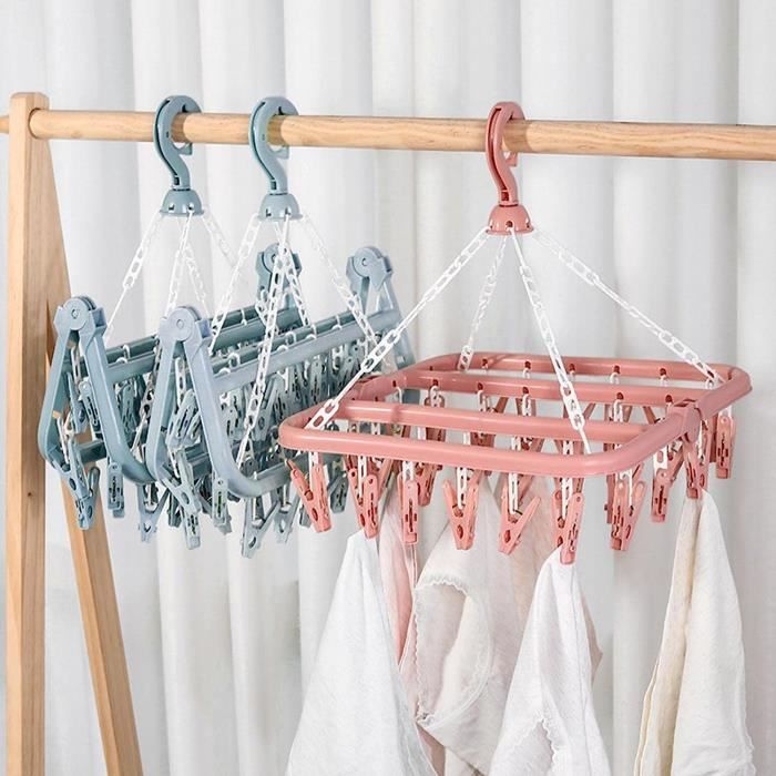 Étendoir à Chaussettes DARUITE Avec 40 Pinces INOX - Séchoir à Linge Extérieur Compact