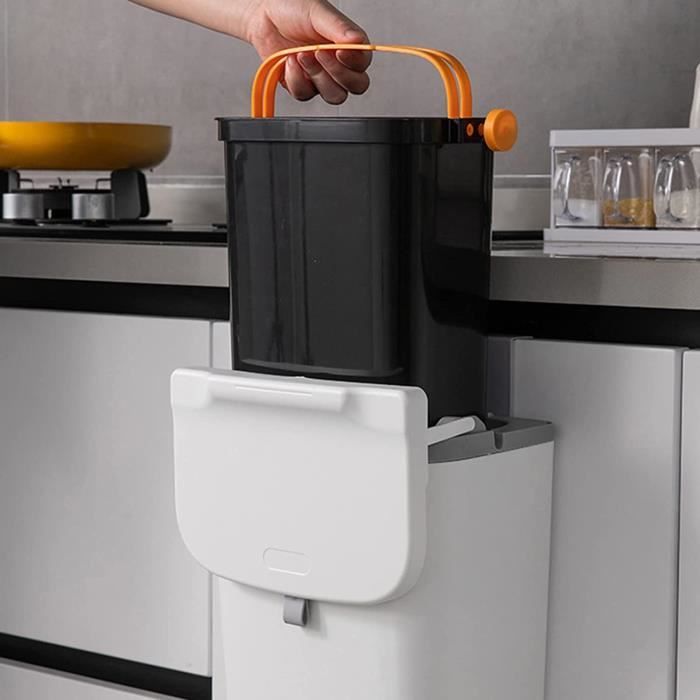 MEETOZ Poubelle Suspendue 11 Litres Avec Couvercle - Poubelle à Compost Murale Pour Cuisine, Armoire Et Salle De Bain