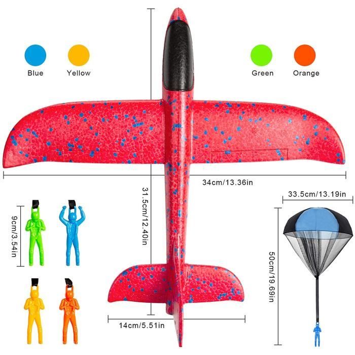 Couleur 4 Pack Set B Kits d'avion en mousse de 50CM, jouet de planeur volant avec lumière LED