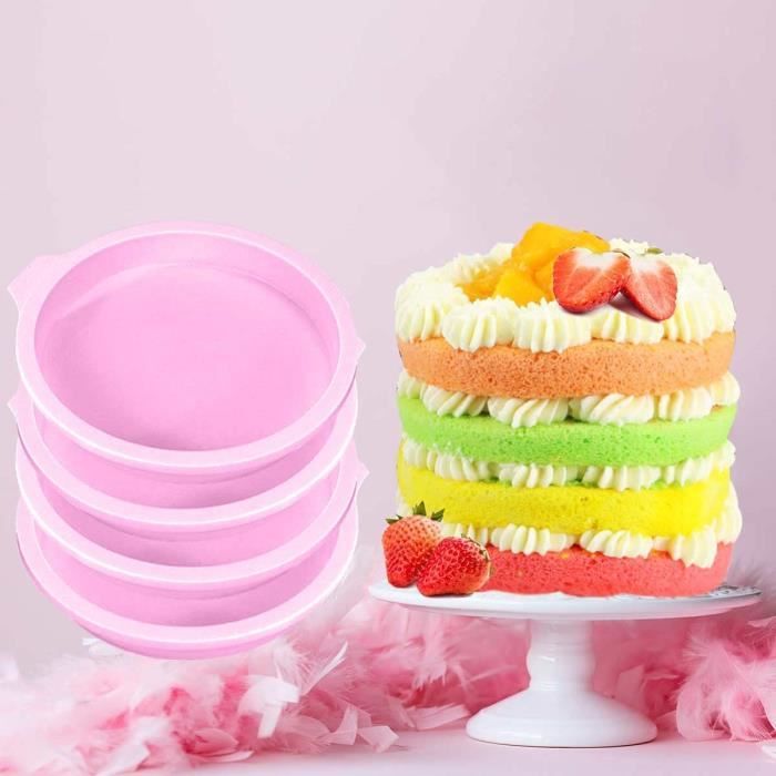 Moulle rainbow cake 8 pouces, 4pcs moules à gâteau arc-en-ciel en