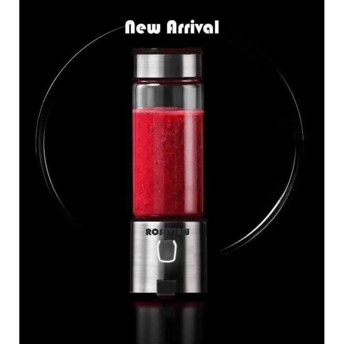 Mélangeur en verre pour milkshakes et smoothies ROSEVIEW - Bocal sans fil pour milkshakes et smoothies - Mini presse-agrumes rechargeable
