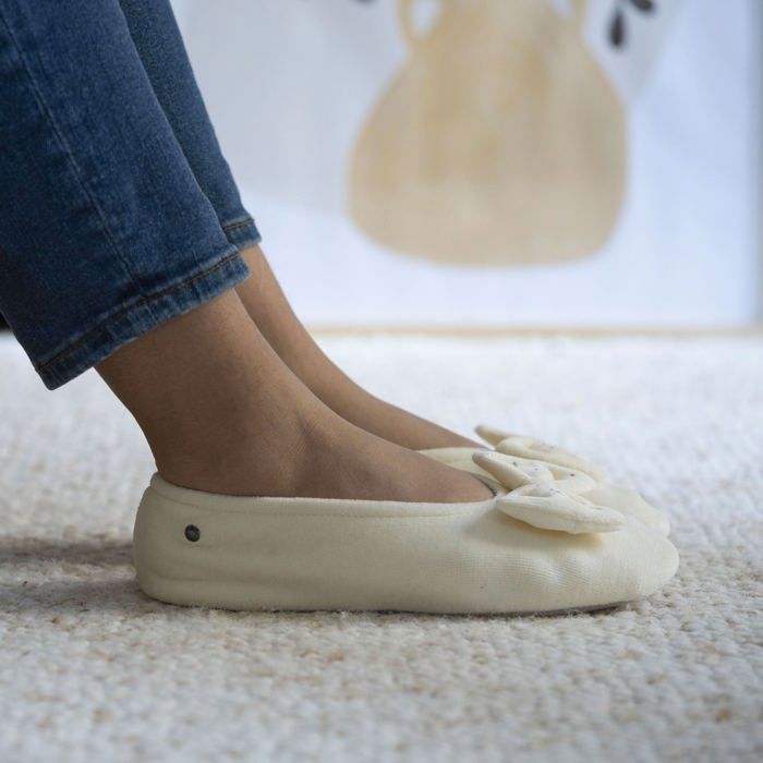Chaussons Ballerines Femme Isotoner - Imitation Fourrure Chat, Semelle Antidérapante, Lavables Machine, Tailles 39/40 - 8