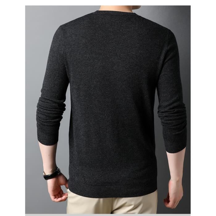 ALLBOW Pull bleu marine pour homme avec patchs coudières, col en V pour homme - Bleu - Medium