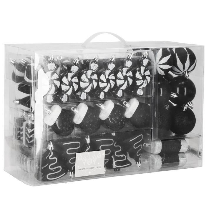 Lot De 24 Boules De Noël Noires Incassables - Décorations Sapin élégantes, En Plastique, Pour Maison, Bureau, événements