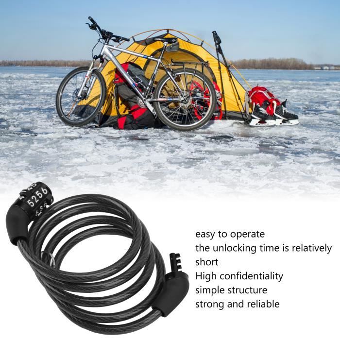 Câble Antivol 150 cm ROCKBROS - Antivol Casque/ Vélo/Ski/Snowboard