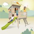 Maisonnette avec toboggan en bois sur pilotis pour enfants - Portland-2
