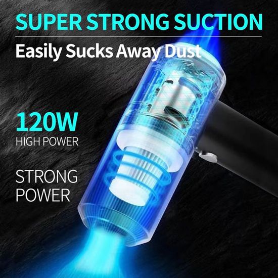 VPOW Aspirateur Voiture Puissant 15000PA - Mini Aspirateur Sans Fil Portable Avec Filtre HEPA 5000mAh