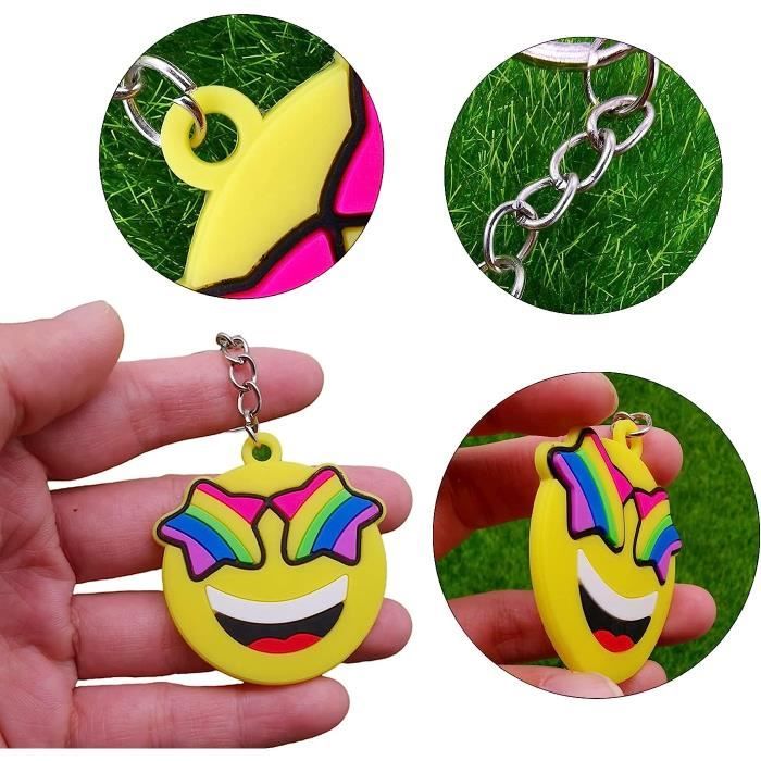 30Pièces Mini Porte Clé Emoji,Smileys Keychain,Keychains Pour Les