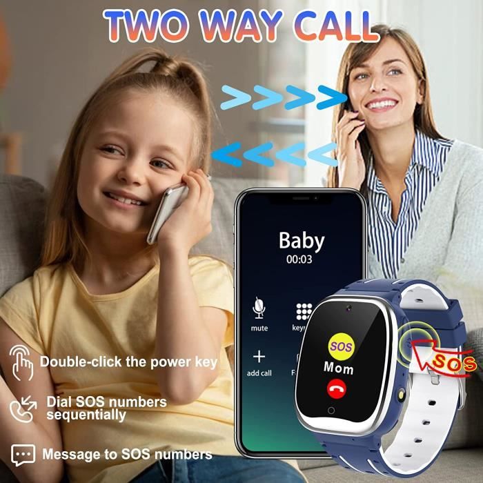 Montre Connectée Enfant - 26 Jeux Smartwatch Telephone Garçon Fille avec  Pédomètre, Appel SOS, Musique, Appareil Photo, Lampe, Reveil, Kids Smart