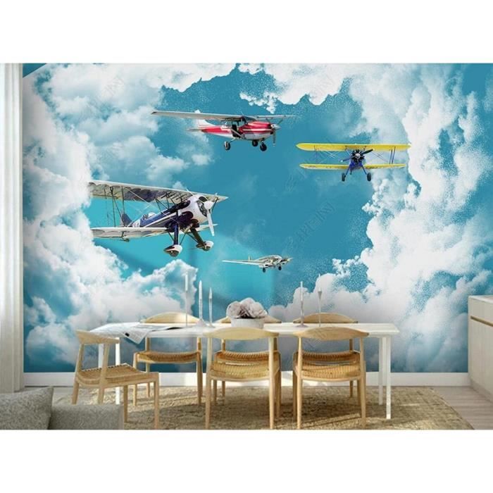 Tenture Murale Cockpit Avion - Décoration Vintage Pour Salon Ou Chambre - Tissu Polyester Doux