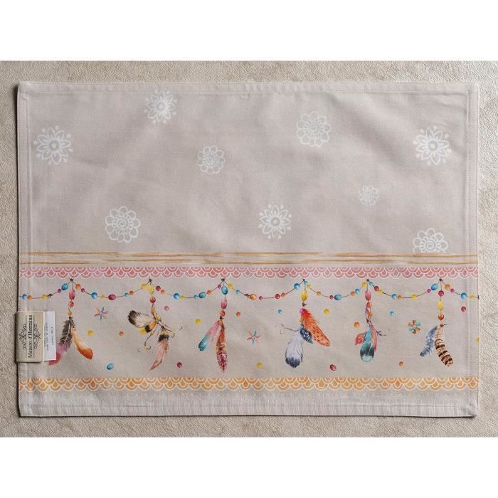 Ibiza Lot De 4 Sets De Table 100% Coton Pour La Table À Manger, La