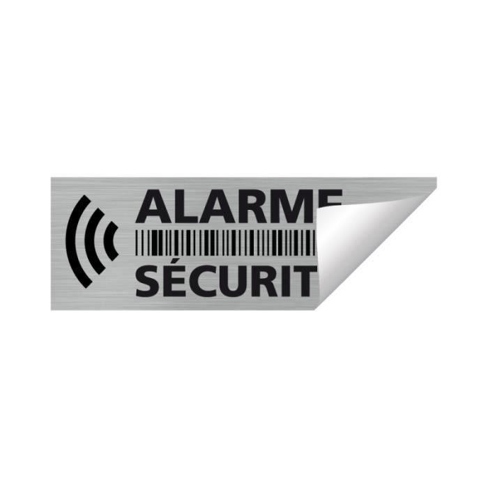 Autocollant Alarme Maison Alarme Sécurité, lot de 14 autocollants  dissuasifs, Adhésif alarme maison aspect alu brossé