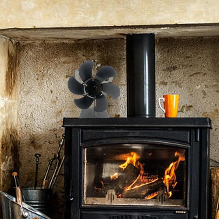 Ventilateur de cheminée pour poêle à bois à 6 lames, ventilateur de poêle à  air chaud/chauffé, alimenté par la chaleur, - Cdiscount Bricolage