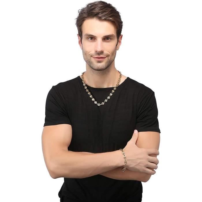 Collier Homme Chaîne Maille Grain De Café En Acier Inoxydable – Argent, Or Ou Noir | 6mm 9mm 11mm