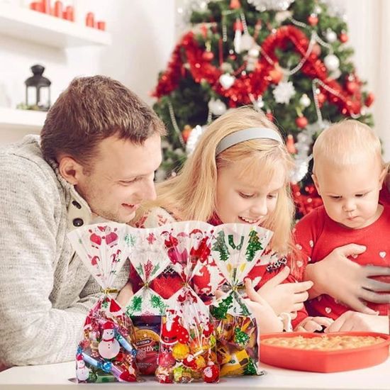 JSTHHTT 4 Pièces Sacs Cadeaux De Noel, Sacs De Biscuits