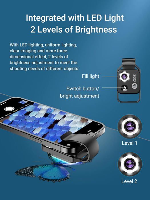 APEXEL 200X Mini-mikroskop für Smartphone,Handy mikroskop für