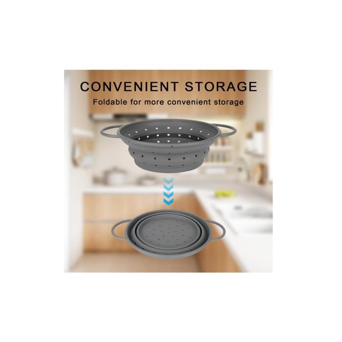 Passoire Pliable Silicone,Passoire pliable en silicone et plastique sans odeur,Passoire de cuisine compacte et pliable (Gris) - Maison Passoire Pliable Silicone,Passoire pliable en silicone et plastique sans odeur,Passoire de cuisine compacte et pliable (Gris) - Maison