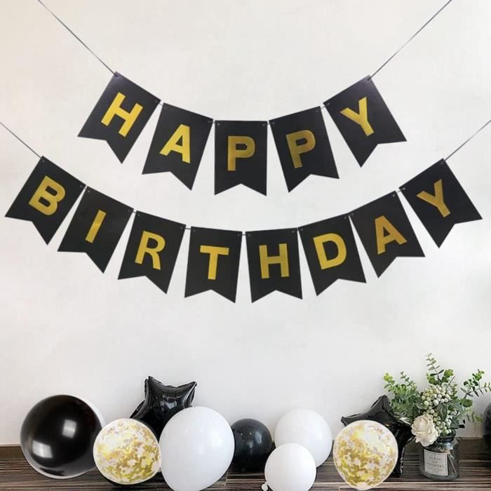 Ballon Feuille Géant 'Joyeux Anniversaire' Or - Décoration Fête, Mariage, événement | Réutilisable