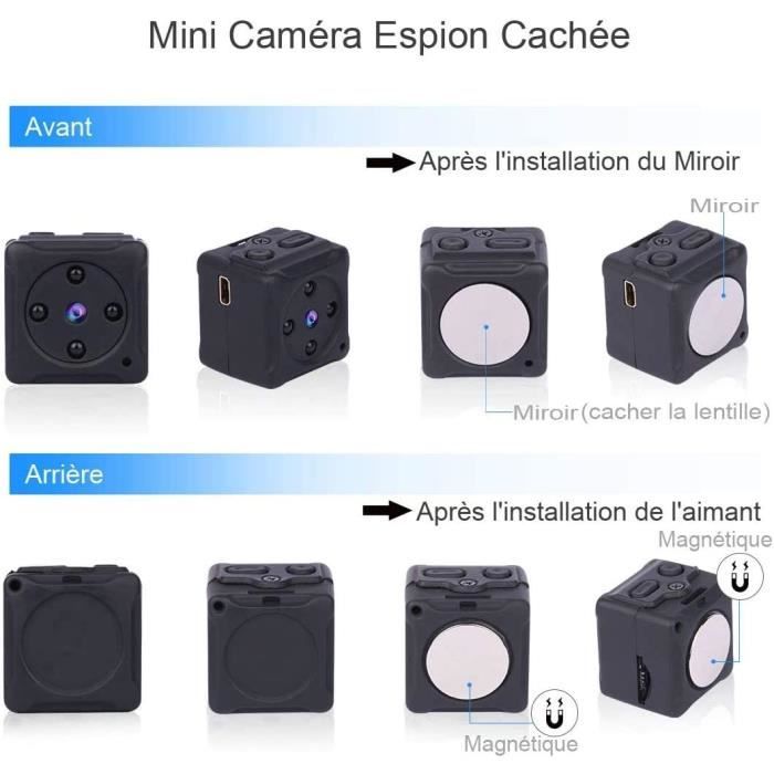 Mini Camera Espion Enregistreur,MHDYT Full HD 1080P Magnetic Spy Cam sans  Fil Nanny Caméra Cachée avec Détection de Mouvement
