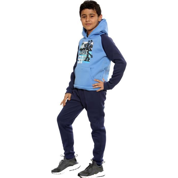 Survêtement Polaire Enfants - Haut à Capuche Et Pantalon Jogging - Couleur Unie Blanc - Taille 12-13 Ans - 11