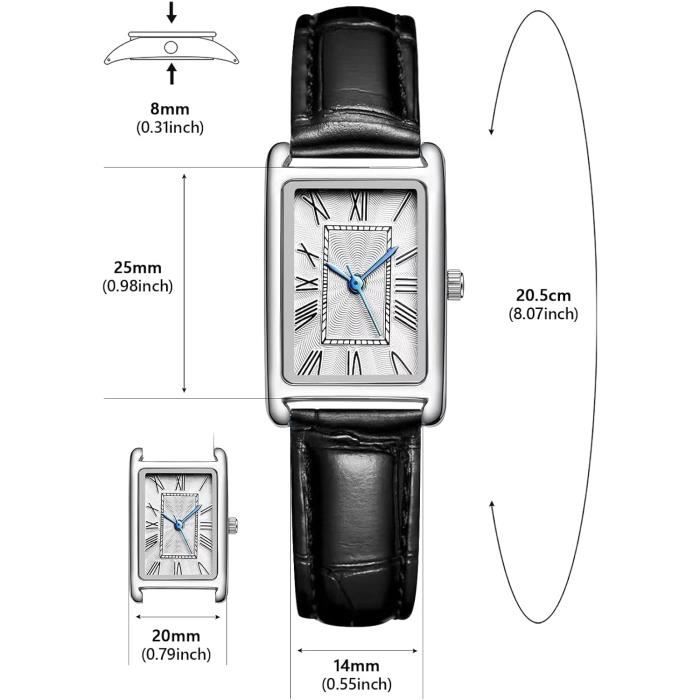 Montre Femme Bracelet Cuir l gant Classique Rectangulaire Montre