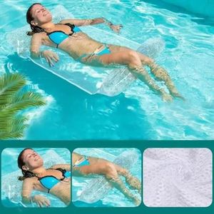 Hamac de piscine 4 en 1 en deux parties : matelas gonflable et chaise longue – version à paillettes argentées
