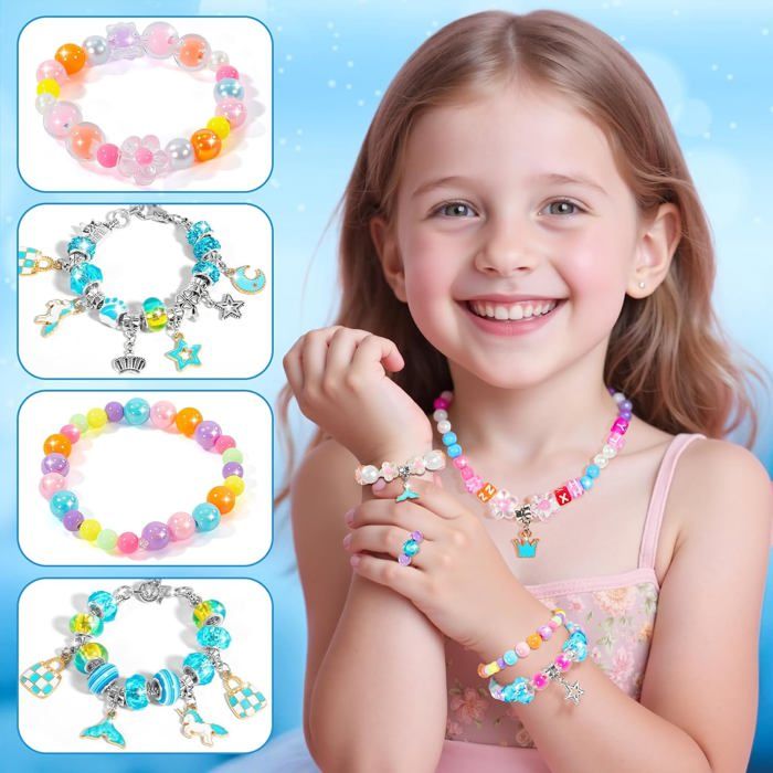 BLmukce Kit Création Bijoux Enfant – Bracelets Et Colliers DIY Avec Perles & Breloques Pour Filles 4-12 Ans – Cadeau Anniversaire Top