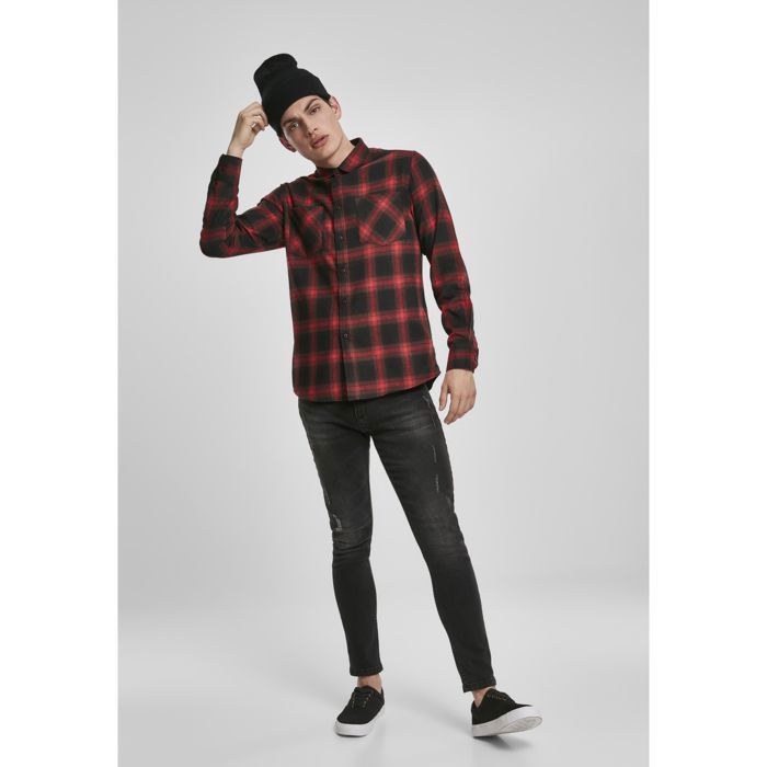 Chemise homme grande taille à manches longues et carreaux