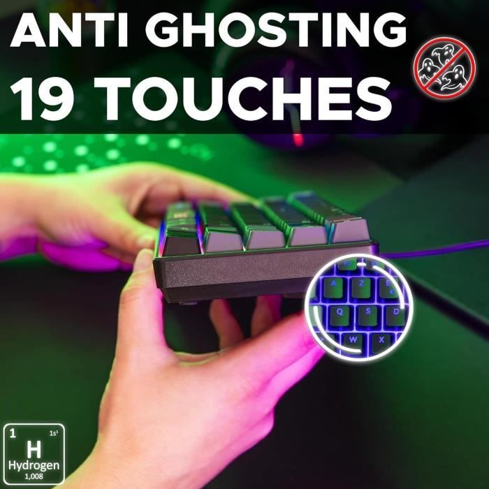 Kuiyn 60% bekabeld compact gaming-toetsenbord mini 61 toetsen 1 RGB